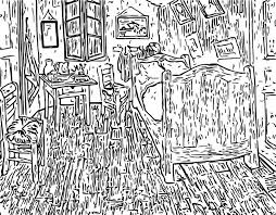 La chambre à arles オランダ語. Art Therapy Coloring Page Van Gogh Bedroom 3