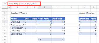 gpa formula excel google sheets