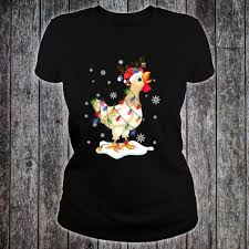 Funny Chicken Christmas Reindeer Christmas Lights Pajama Shirt
