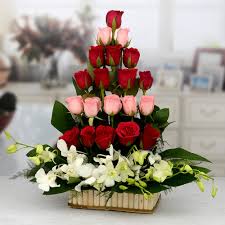 roses orchid basket gifts to hyderabad