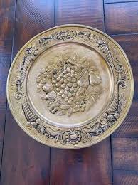 Vintage Brass Fruit Plate Wall Decor