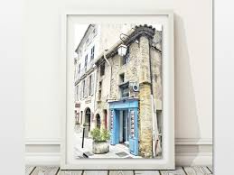 French Street Photo Blue Door Wall Art