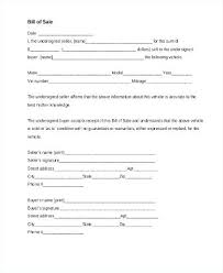 Bill Of Sale Form Template Simple Car Bill Of Sale Form Template