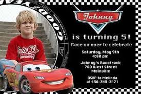 Cars Lightning Mcqueen Birthday Party Invitation Ebay