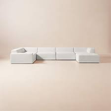 White Performance Linen Sectional Sofa