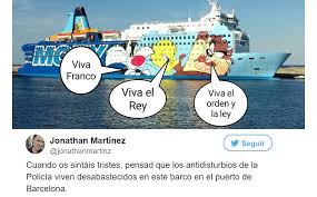 El barco “animado” de los antidisturbios en Barcelona causa furor en  Twitter: “¡Me paresió ver un lindo maderito!” | PostDigital