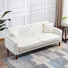 Mid Century Modern Straight Tufted Sofa
