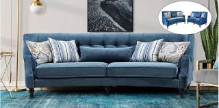 sofa set blue velvet 6323 6322