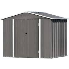 Afoxsos Patio 8ft X6ft Gray Garden Shed Metal Storage Shed With Lockable Doors Tool Cabinet And Vents Coverage Area 44 Sq Ft