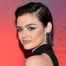lucy hale s hair is styled in a faux