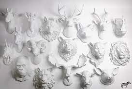 White Faux Taxidermy Animal Head Wall