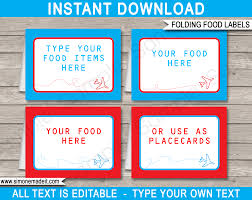 Airplane Party Food Labels Template