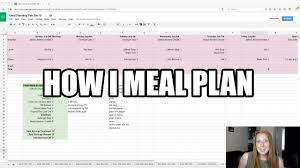 My Meal Plan Spreadsheet Freckle Finance Youtube
