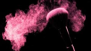 super slow motion of makeup brush with