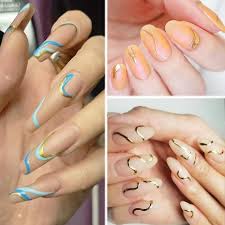 golden wave line stickers for nails art