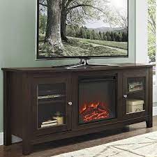 Electric Fireplace Tv Stand Brown Media