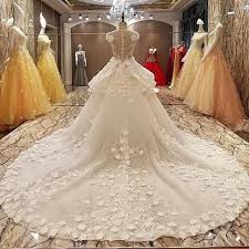 161 results for wedding dress ball gown chapel train. Floral Wedding Dresses Lace Ball Gowns 2017 Royal Train Alinanova