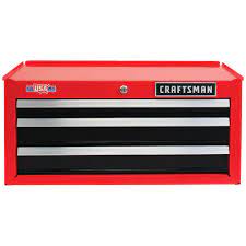 3 drawer steel tool chest red