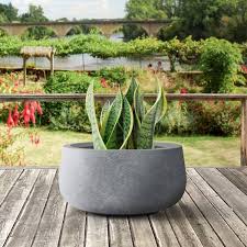 concrete round modern flower pots