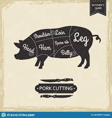Butchers Library Vintage Page Pork Cutting Vector Poster