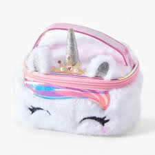 claire s club furry unicorn makeup bag