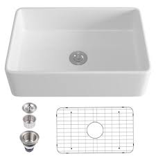 Your kitchen is not complete without the right kitchen sink. Boyel Living White Fireclay 30 In Single Bowl Farmhouse Apron Kitchen Sink With Basin Rack And Strainer Basket Ys Fh Sink 011 The Home Depot