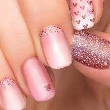 Rose Gold Glitter Blush Ombre Minnie and Mickey Mouse Nail