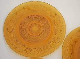 indiana daisy amber glass plates