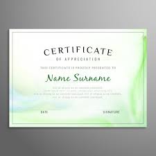 Green Certificate Of Appreciation Template Vector Free