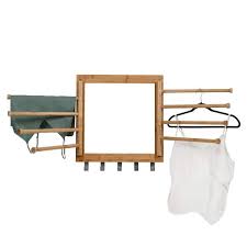 Honey Can Do Wall Mounted Bamboo Swivel Arm Clothes Drying Rack Natural