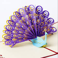 Us 1 37 34 Off 15cm 15cm Vintage 3d Pop Up Cards Paper Laser Cut Custom Greeting Cards Peacock Happy Birthday Postcards In Cards Invitations From