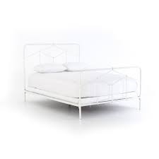 casey iron queen bed white