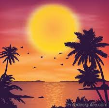 Summer Seashore Sunset Landscape Vector Design 01 Free Download