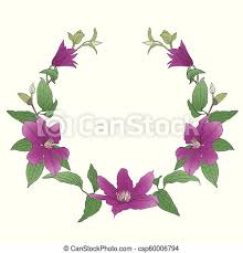 All of us love flowers. Floral Wreath With Clematis Flowers Romantic Design For Greeting Card Birthday Anniversary Cute Frame With Purple Flowers Canstock
