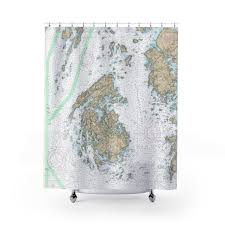 East Penobscot Bay Nautical Chart Shower Curtains Chart Mugs