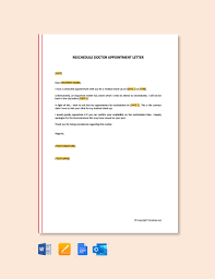 doctor appointment letter template in