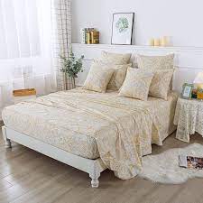 4pcs Luxury Gold Paisley Bed Sheets Set