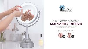 zadro cordless led vanity mirror 10x 1x