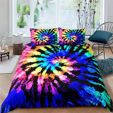 rainbow tie dye bedding set duvet cover