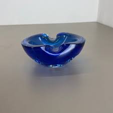Blue Murano Glass Ashtray Italy 1970s