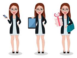 business woman cartoon character set