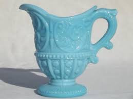 Antique Blue Milk Glass Pitcher