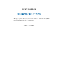 Bloomberg Texas Business Plan Proposal