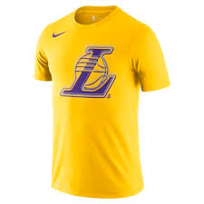Shape of the lakers logo: Los Angeles Lakers Logo Men S Nike Dri Fit Nba T Shirt Nike Ae