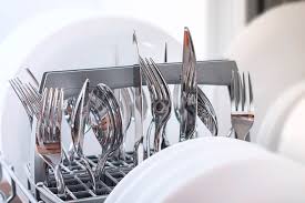 cutlery basket in a dishwasher