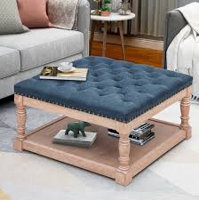 See more ideas about storage ottoman, ottoman coffee table, ottoman. Abble 30 Navy Shelved Tufted Square Cocktail Ottoman With Storage Walmart Com Walmart Com