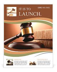 Wooden Gavel And Books On Wooden Table On Brown Background Flyer