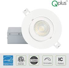 Qplus 4 Inch Ultra Thin Adjustable Eyeball Gimbal Led Recessed Lighting With Junction Box Canless Downlight 10 Watts 750lm Dimmable Energy Star And Etl Listed 5000k Day Light 4 Pack Amazon Com