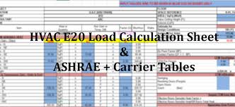 hvac e20 load calculation sheet