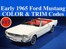 1965 Ford Mustang Color Trim Codes